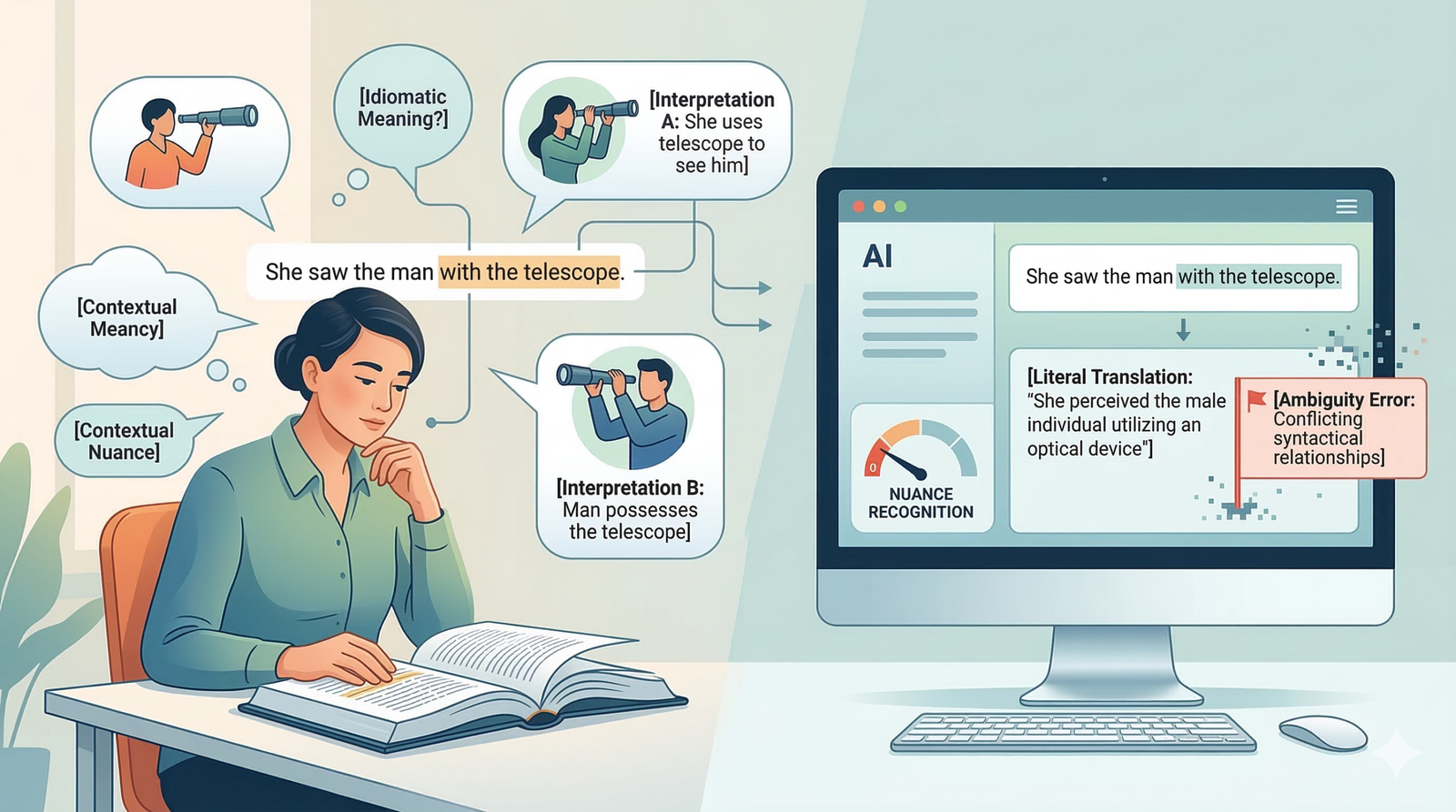 Illustration des limites de l'IA face à la complexité du langage humain