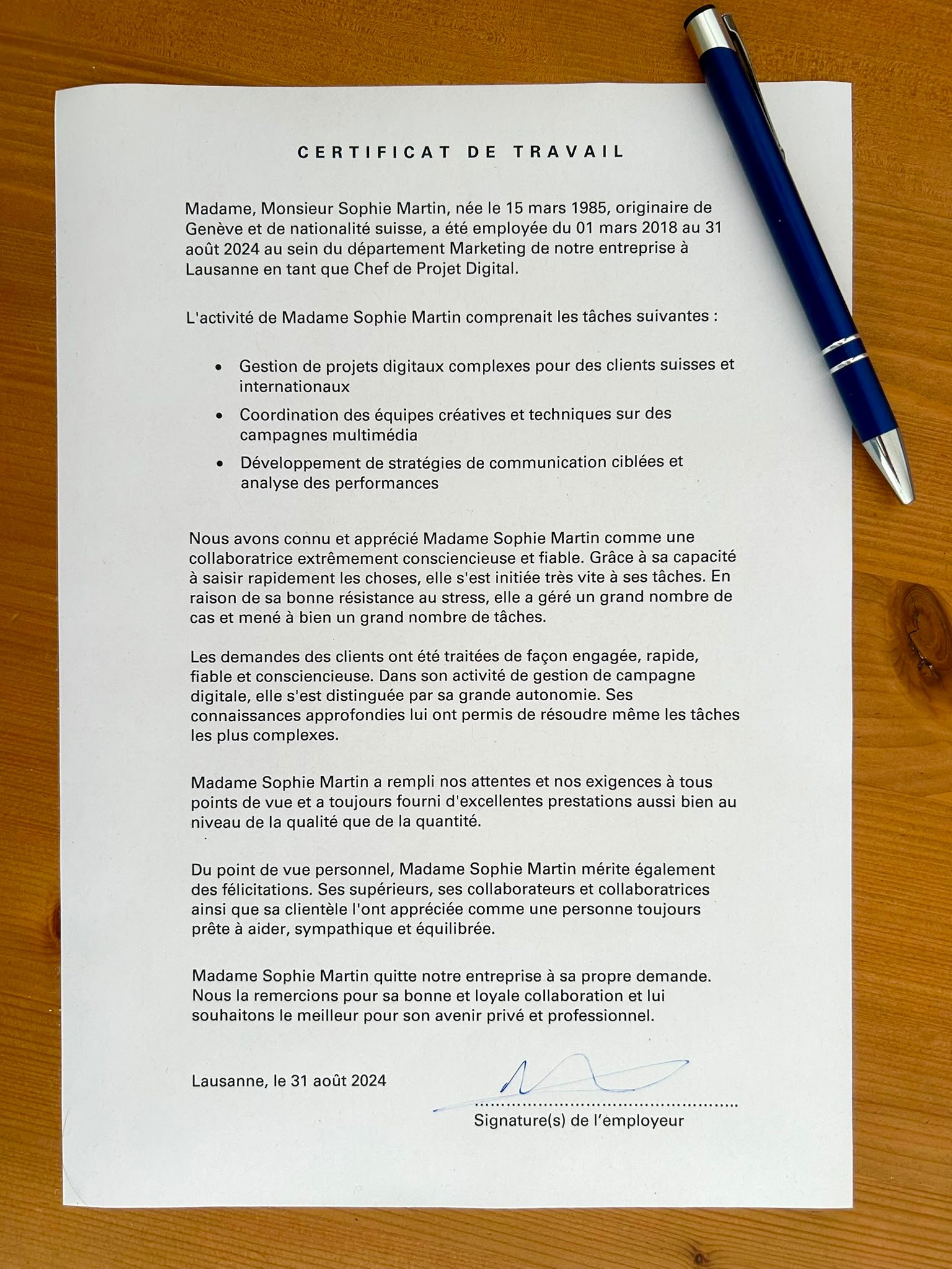 Traduction de certificat de travail